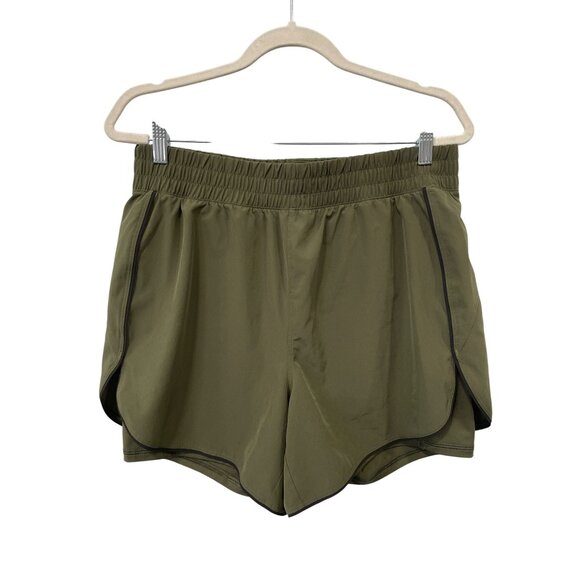Avia Athletic Shorts Size Large Pull On Elastic Waist Olive Green Athleisure Gym - Picture 1 of 6